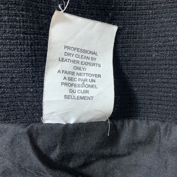 VINCE black paper drape collar leather jacket - Picture 14 of 16